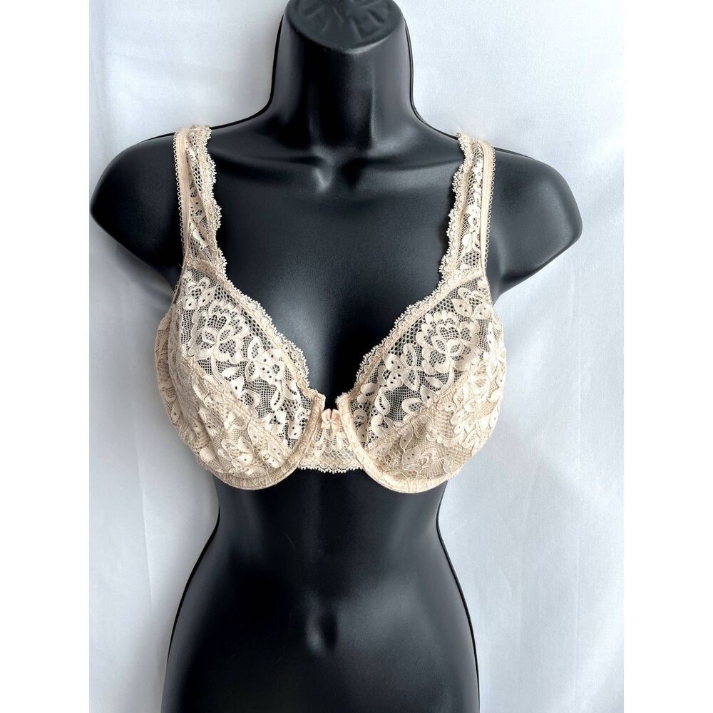 Maidenform Adjustable Plunge Lace Bra Nude Beige Size 34D Essential Lingerie